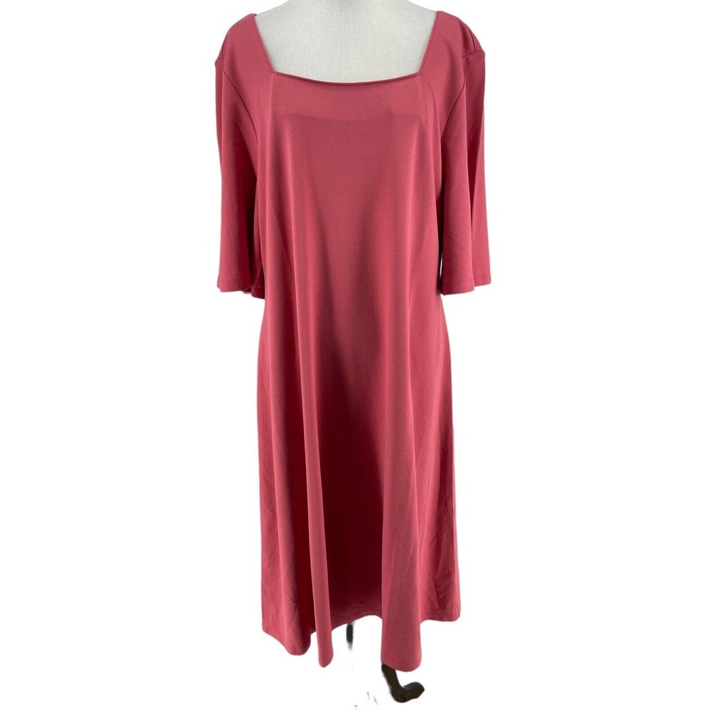 Soft Surroundings Coral Pink Square Neck Dress XL.